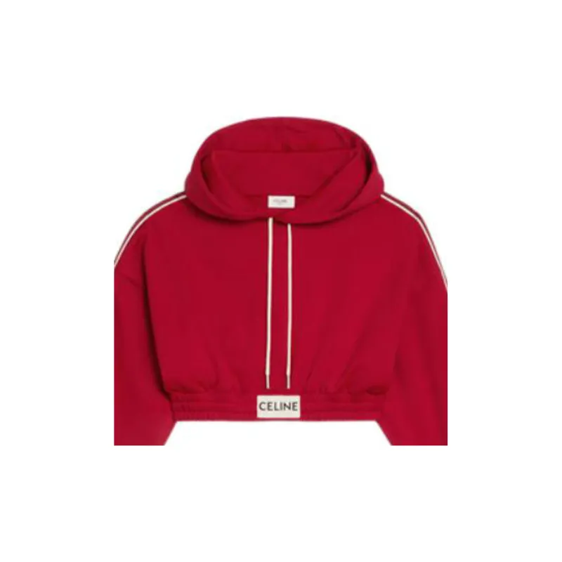 CELINE FW22 Cropped Hoodie In Double Face Jersey-2