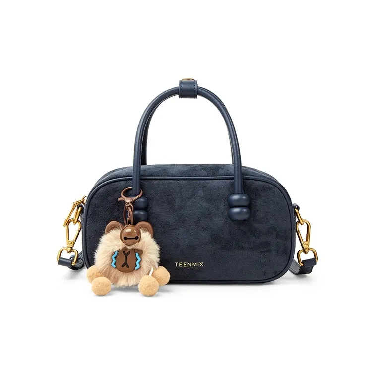 Teenmix Cow Leather Handbag, Crossbody Bag, Shoulder Bag, Bowling Bag Trumpets Women's Coffee/Caramel/Dark Blue-18