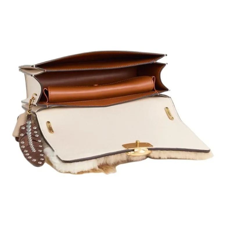 COACH Bandit Calfskin Portable Crossbody Bag Shoulder Bag Medium Size Women's Brass With Ivory-1