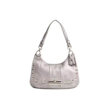 COACH Glove Tanning Hippie Bag Portable Crossbody Bag Shoulder Bag Large Size Women's Silver & Bronze