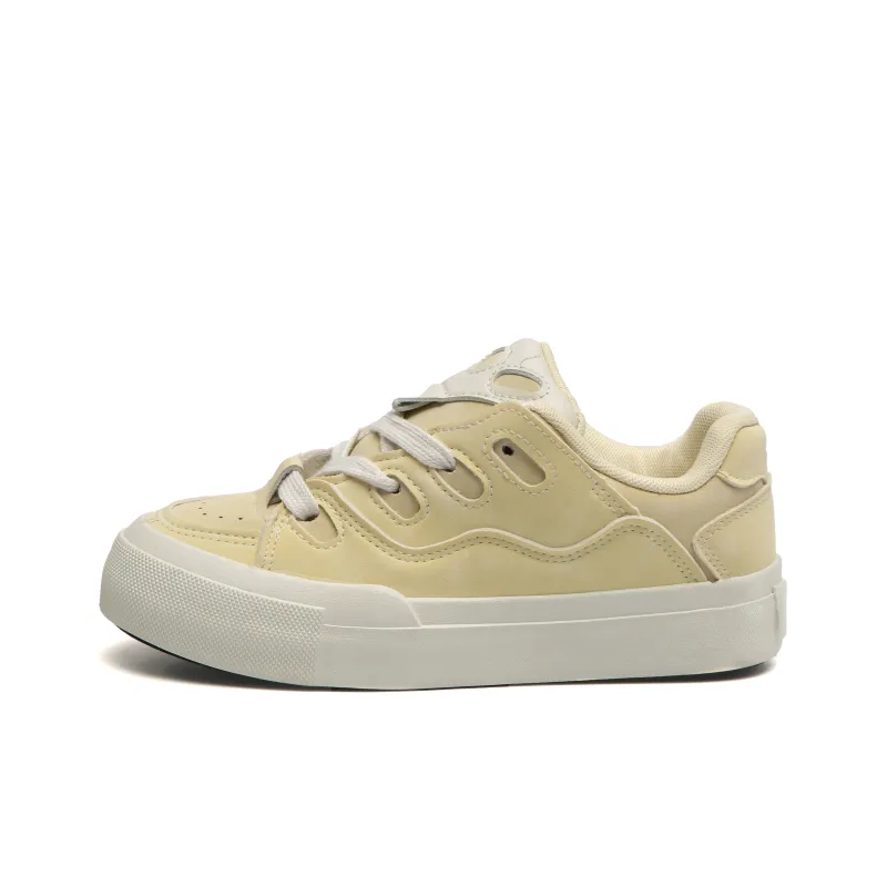 TUOPIN Anti-Slip And Wear-Resistant Breathable Low-Top Skateboard Shoes Women's Almond Yellow-0