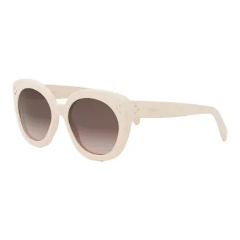 CELINE Acetate Irregular Shape Sunglasses Women's Beige