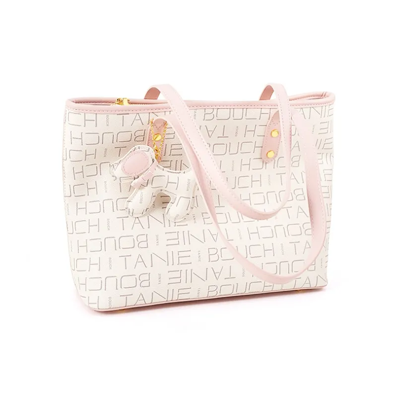 Vigno Synthetic Leather Handbag Shoulder Bag Regular Large Size Women's Pink White/Pink Coffee-12