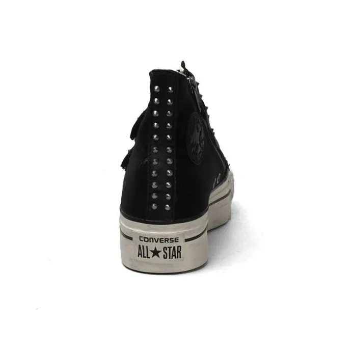 Converse All Star Wear-resistant And Lightweight High-Top Canvas Shoes Women's Black White-4