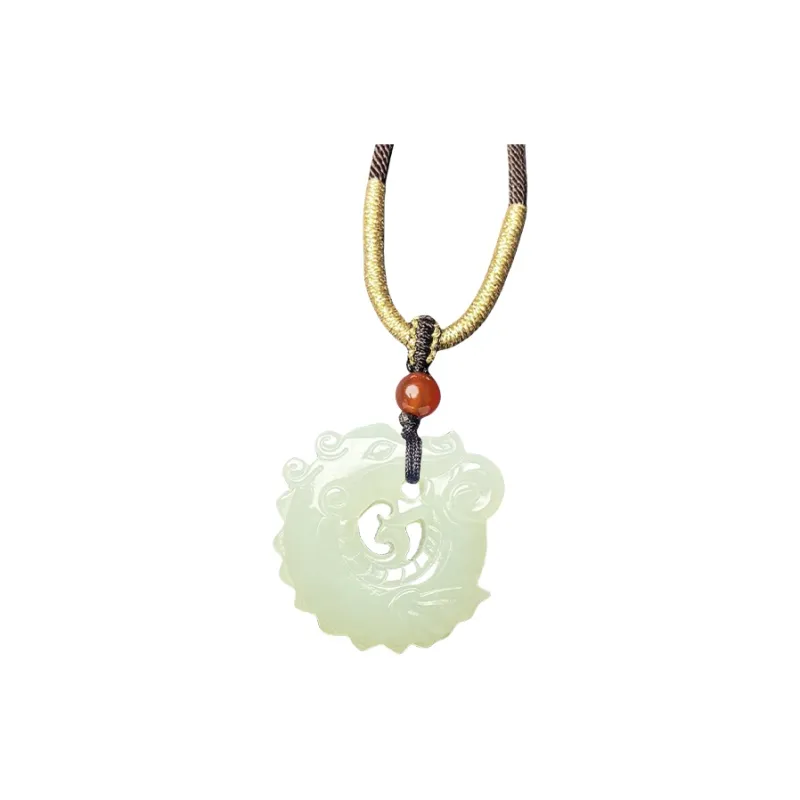Shujie Hetian Jade Necklaces Pale Greenish White Jade Unisex-6