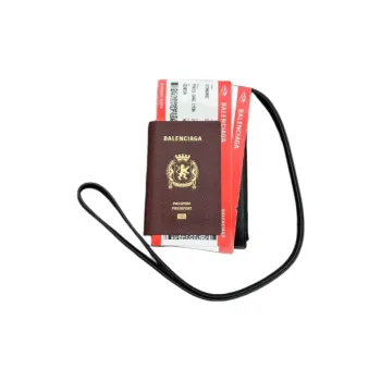 Balenciaga Calfskin Passport Holder Men's Burgundy