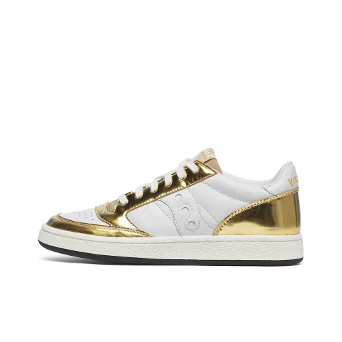 Saucony Jazz Court Anti Slip Wear Resistant Low Top Skateboard Shoes Women's White Gold