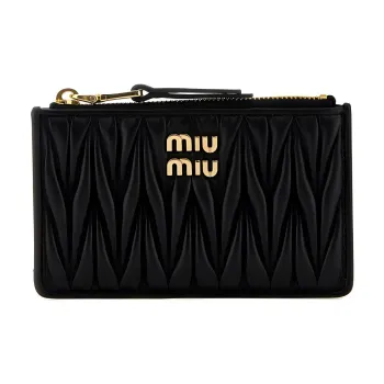 MIU MIU Leather Card Holder Women's Black