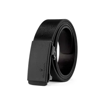 Maserati Cow Split Leather Belts Men's Black Width 3.4cm