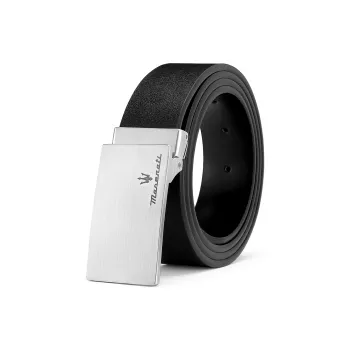 Maserati Cow Leather Belts Men's Black Width 3.4cm