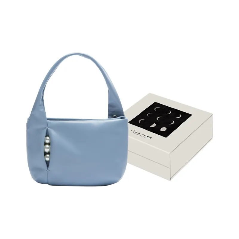STAR TOWN Cow Leather Handbag Medium Size Women's Lemon Peel, Ibiza Blue-6