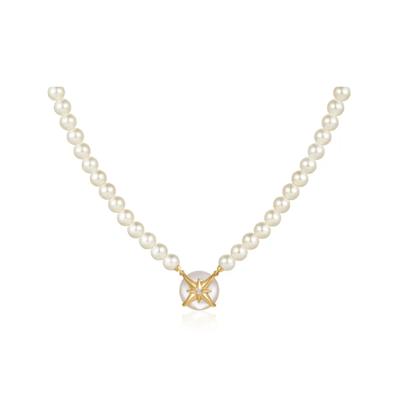 Amber Lollipop Shell Pearl Necklaces Women's-0