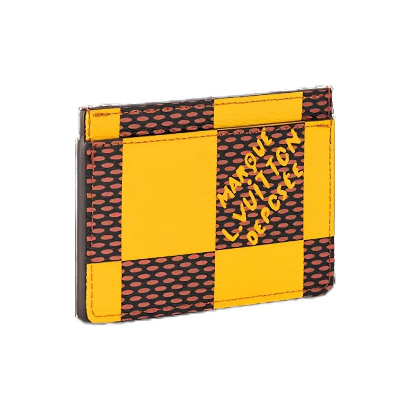 LOUIS VUITTON Porte Cartes Simple Damier Pop Jaune Mat-1