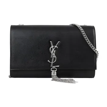 SAINT LAURENT Cow Leather Fringe Bag, Crossbody Bag, Shoulder Bag Medium Size Women's Black