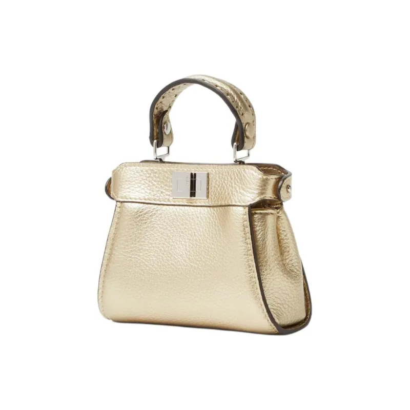 FENDI Calfskin Shoulder Bag, Crossbody Bag, Handbag Extra Mini Women's Champagne-1