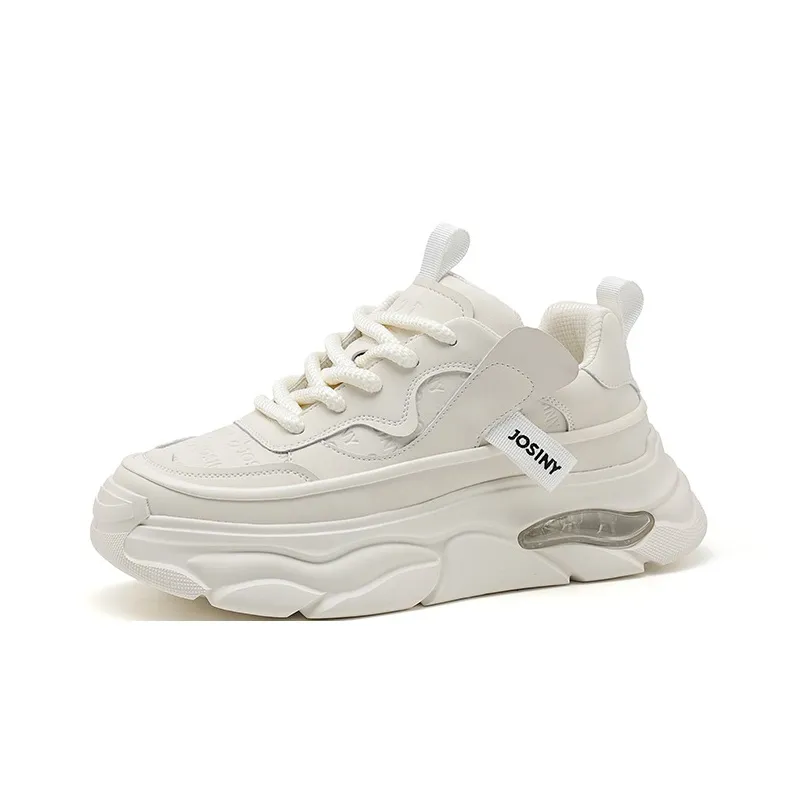 JOSINY Cushioning Height Increase Low Top Chunky Sneakers Men's White-1