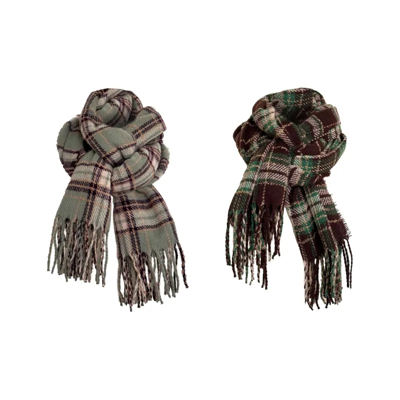 Tokyo Season Polyester Knit Scarves Unisex Purple Green-3