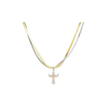 BKBU Titanium Steel Necklaces Unisex Gold/White