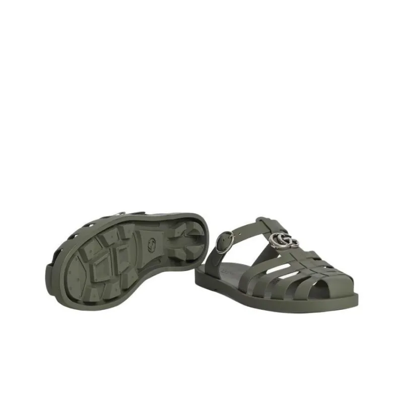 GUCCI Double G Rubber Sole Quiet Closed Toe Slippers Men's Green-5