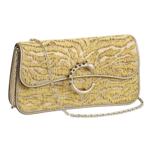CARTIER Calfskin Handheld Shoulder Bag Crossbody Bag Mini Women's Gold