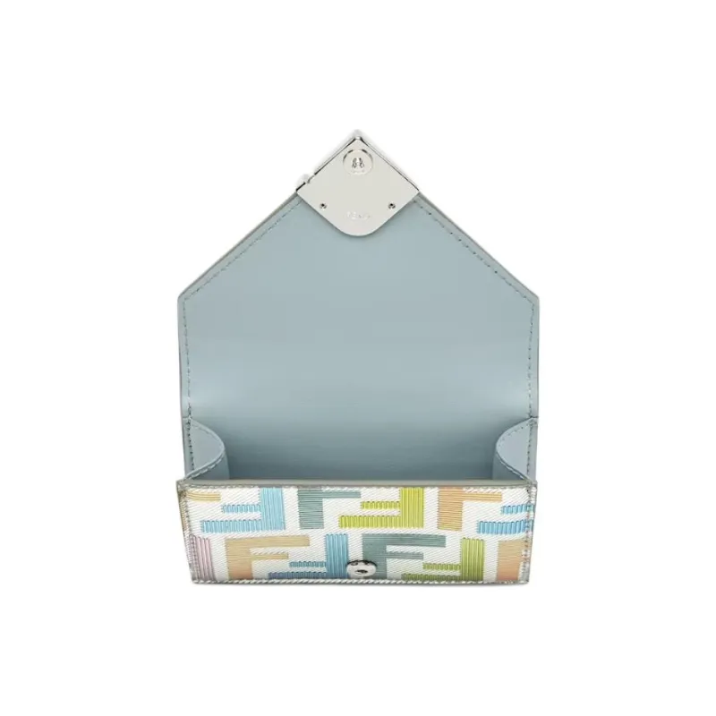 FENDI FF Diamonds Series Polyurethane Wallet Medium Size Women's Silver & Multicolor-2