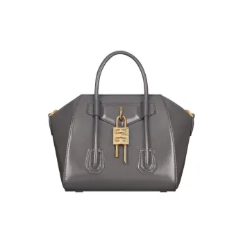Givenchy Antigona Lock Box Calfskin Shoulder Bag, Crossbody Bag, Handbag Mini Women's Charcoal