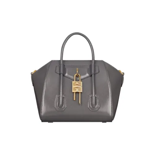 Givenchy Antigona Lock Box Calfskin Shoulder Bag, Crossbody Bag, Handbag Mini Women's Charcoal
