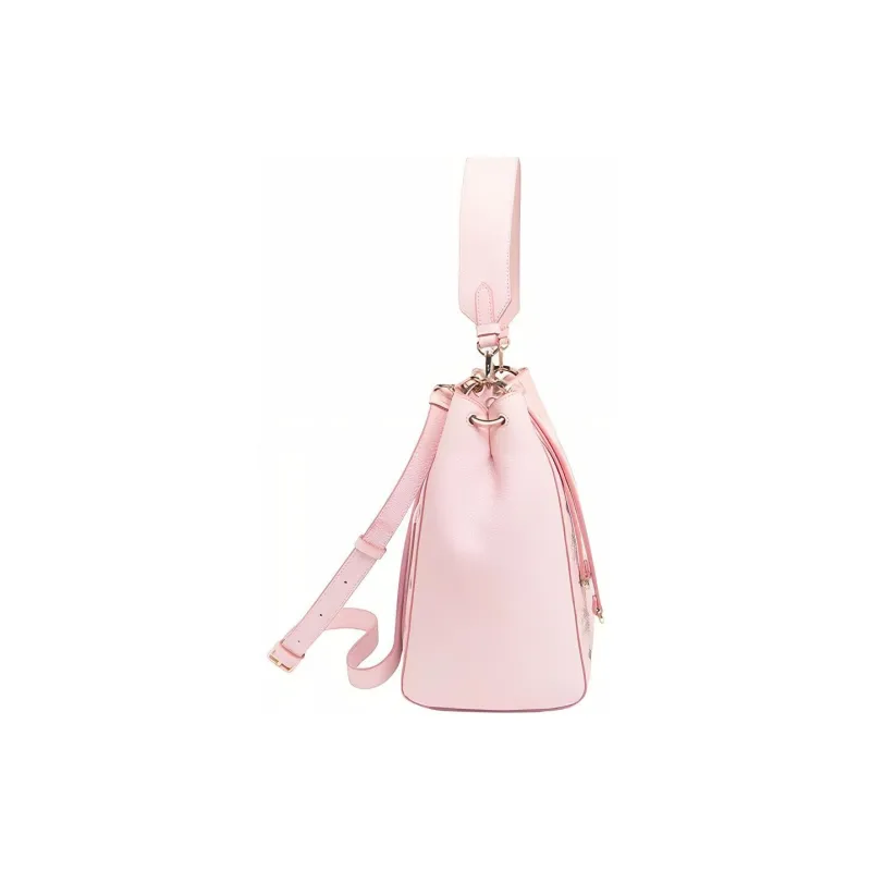 MCM Visetos Leather Shoulder Bag, Portable Crossbody Bag Medium Size Women's Pink-1