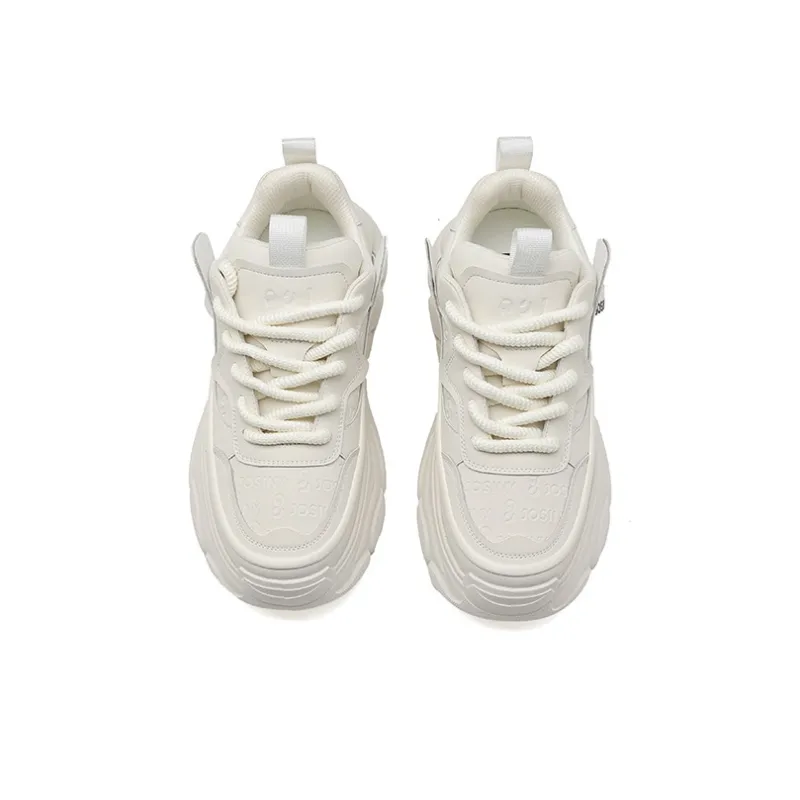 JOSINY Cushioning Height Increase Low Top Chunky Sneakers Men's White-3