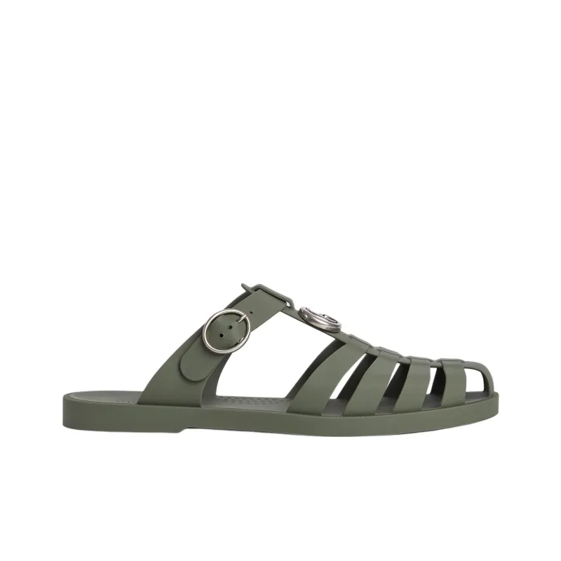 GUCCI Double G Rubber Sole Quiet Closed Toe Slippers Men's Green-1