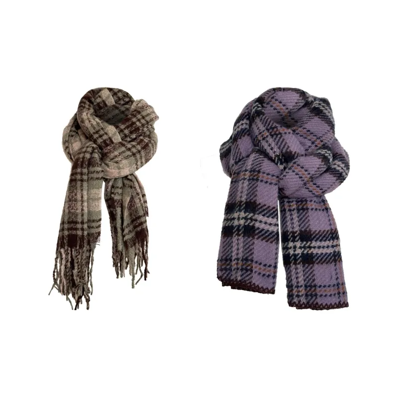 Tokyo Season Polyester Knit Scarves Unisex Purple Green-15