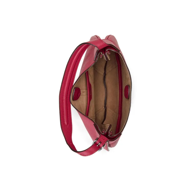 Polo Ralph Lauren Polo ID Leather Handbag Shoulder Bag Small Size Women's Overripe Red-3