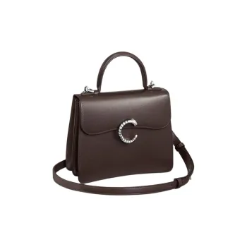 CARTIER Panthère De Cartier Calfskin Shoulder Bag Crossbody Bag Handbag Small Size Women's Brown