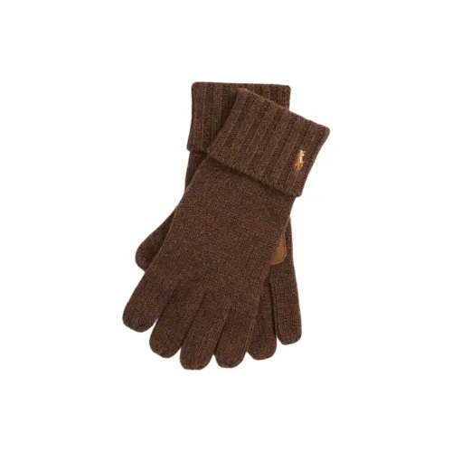 Polo Ralph Lauren Sheepskin Shearling Knit Gloves Unisex Brown
