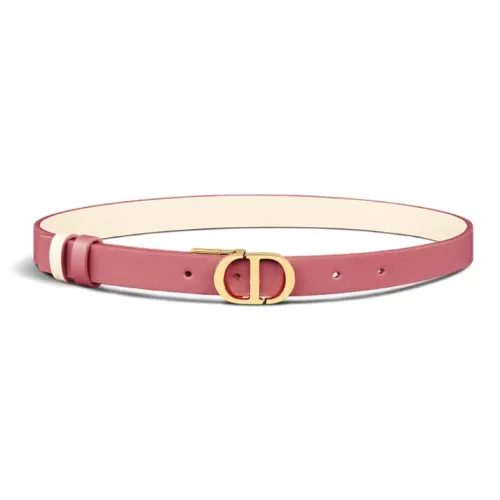 DIOR Calfskin Brass Leather Belts Women's Pink/Brown Width  2CM