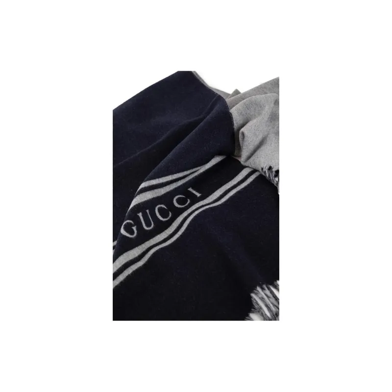 GUCCI Logo Intarsia Fringed Scarf-3