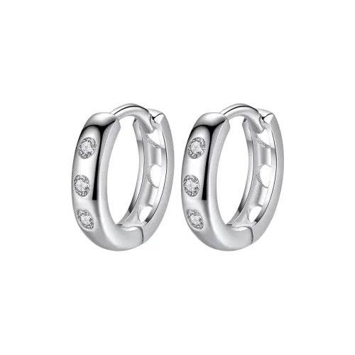 Stone Edge Poly Foot Silver 990 Earrings Unisex