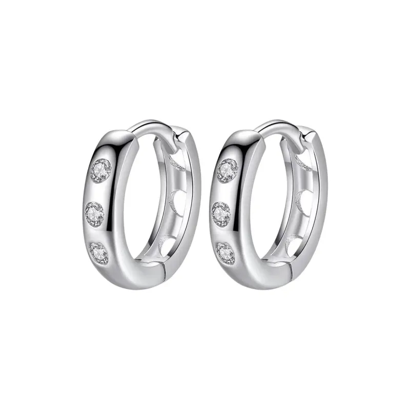 Stone Edge Poly Foot Silver 990 Earrings Unisex-0