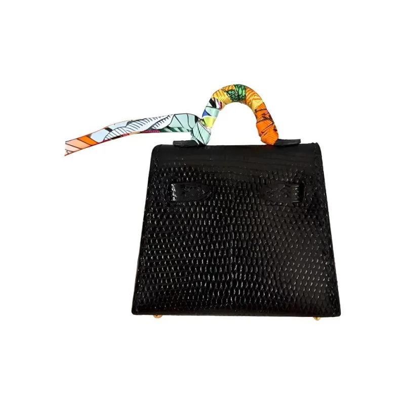 HERMES Kelly Twilly Lizard Skin Pendant Charm With Pendant Women's Black-2