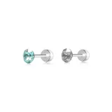 Huazi Stud Earrings 4mm-Light Cyan+Starry Black