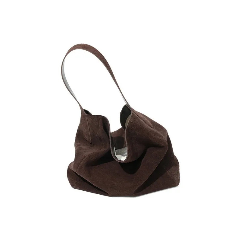 Yalu Matte Cow Leather Shoulder Bag Women's Coffee/Brown-2