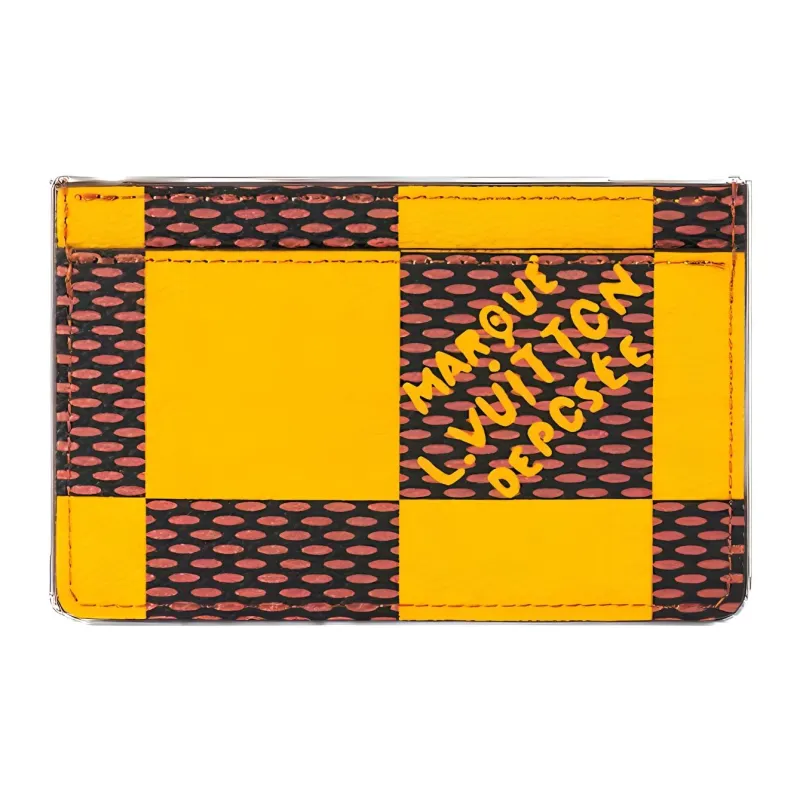 LOUIS VUITTON Porte Cartes Simple Damier Pop Jaune Mat-0