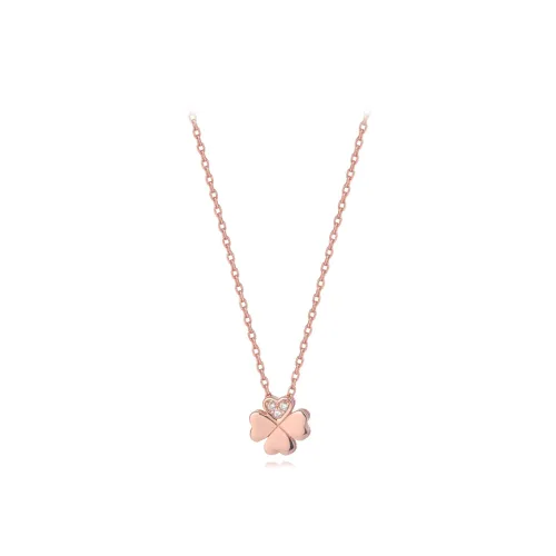 Muyan S925 Silver Heart Four Leaf Clover Necklace Women's