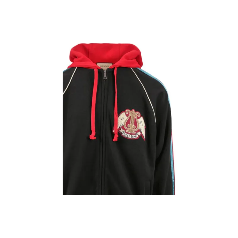 GUCCI Patch Zipped Cotton Hoodie-4