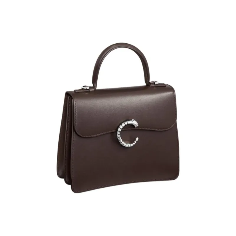 CARTIER Panthère De Cartier Calfskin Shoulder Bag Crossbody Bag Handbag Small Size Women's Brown-1