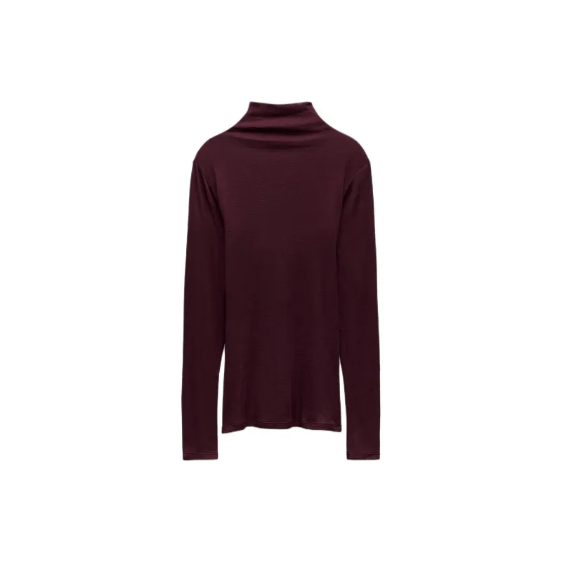 ZARA Regular T-Shirt Women's Burgundy-1