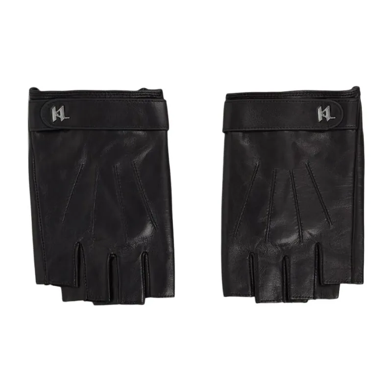 KARL LAGERFELD / Karl Lagerfeld Jeans K/Plak Leather Fingerless Gloves-0