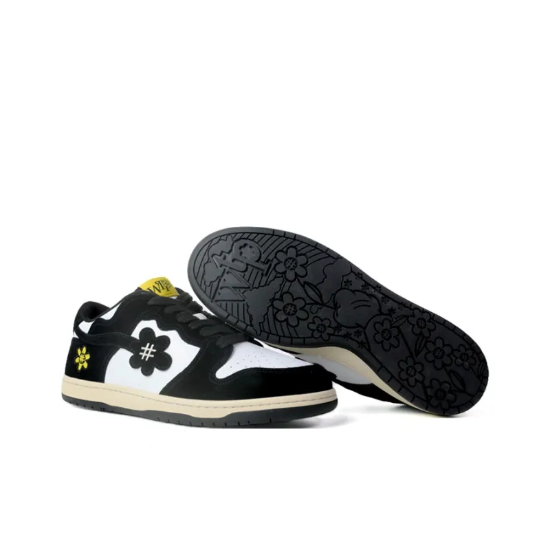 WATER THE PLANT Low Top Skateboard Shoes Women's Black-5