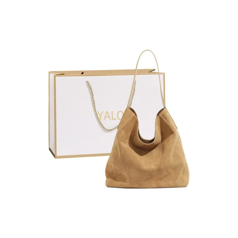 Yalu Matte Cow Leather Shoulder Bag Women's Coffee/Brown-7