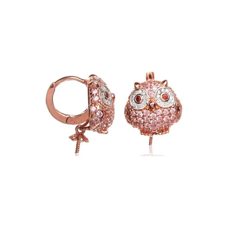 Lancaster Silver With Zircon Earrings Women's Pink-1
